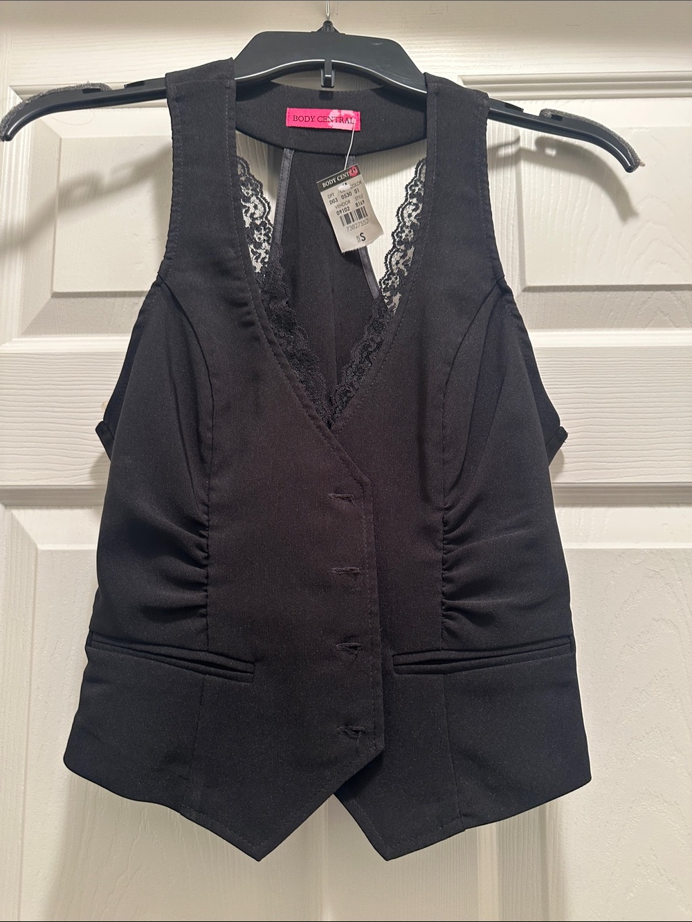 Body Central Black Lace-Trim Vest